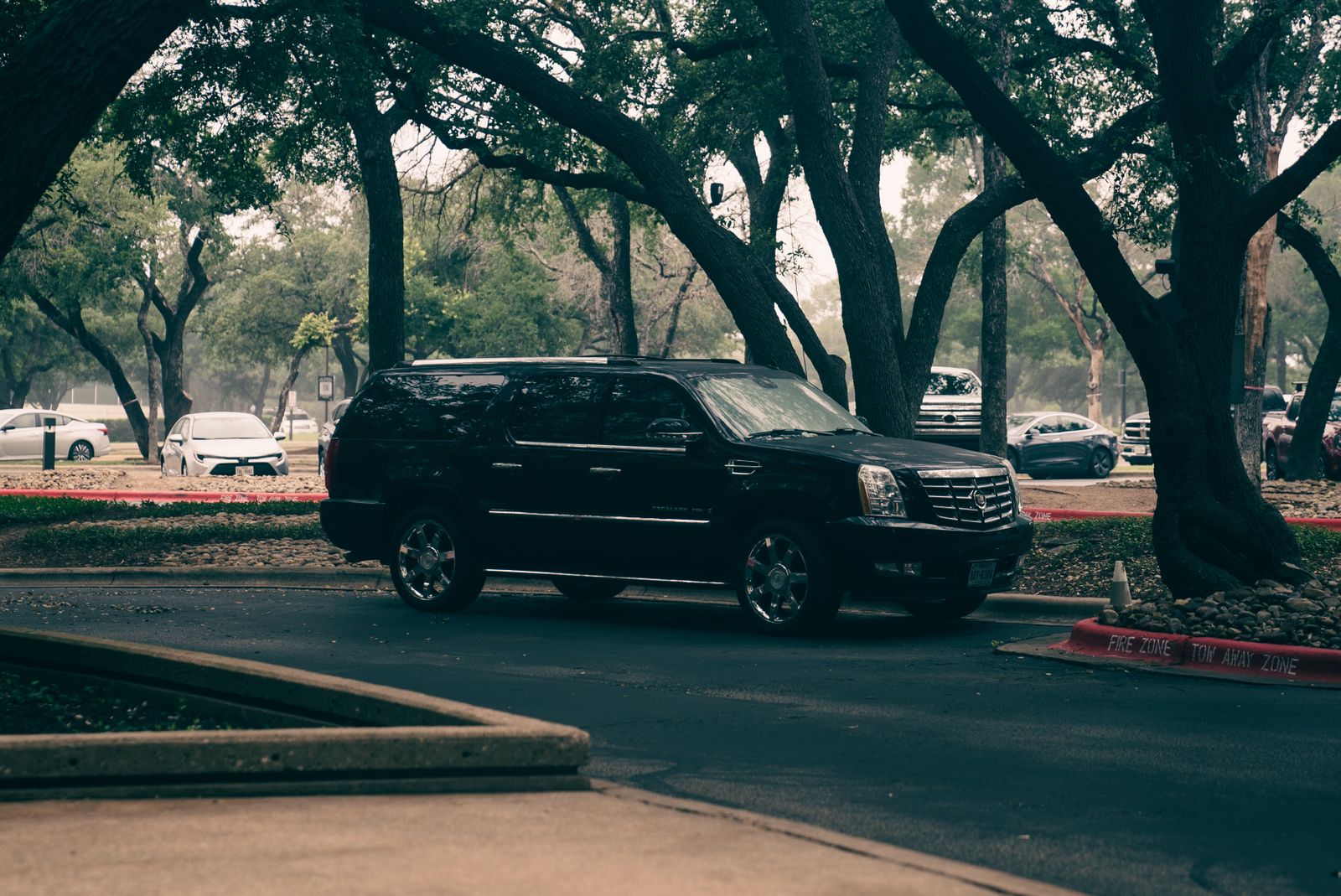 Suburban SUV — black chauffeured vehicle